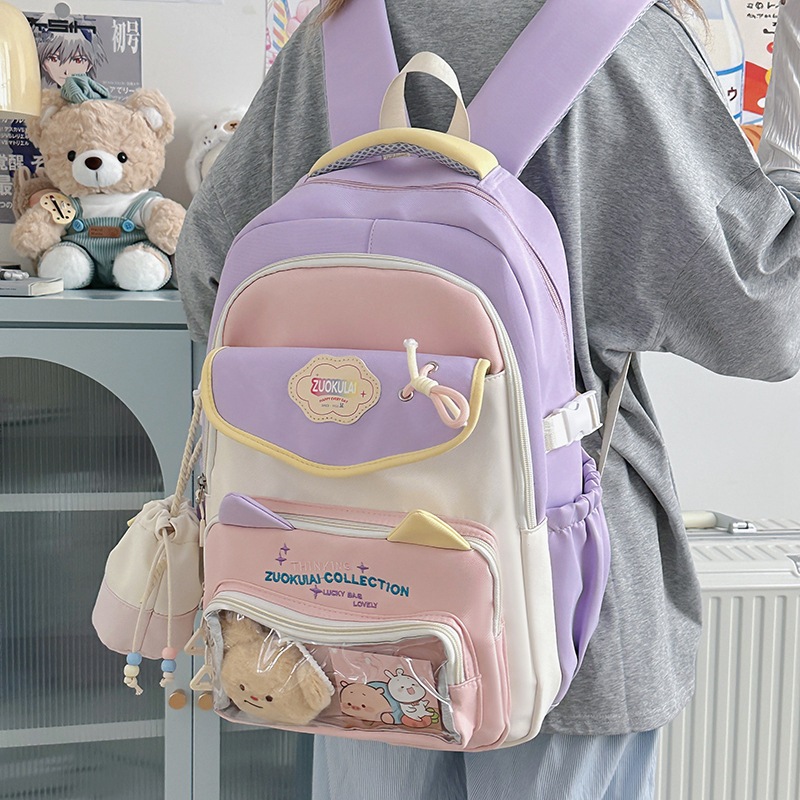 A new high-appearance-level Japanese ins fresh, sweet, transparent and pain-relieving backpack for junior and senior high school students with a large capacity full figure