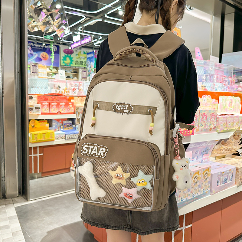 A new Japanese-style Instagram backpack with a high level of appearance, fresh and cute, multi-pocket, student casual and simple, large-capacity backpack full figure
