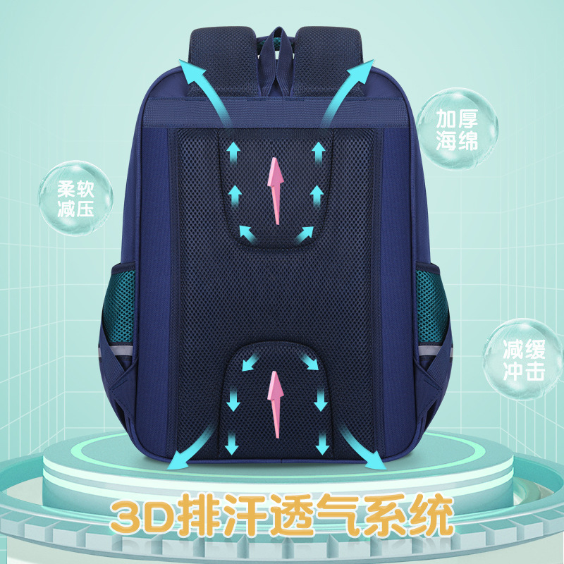 The new British schoolbag for primary school students is lightweight, spine-protecting, and has a large capacity. It is a backpack for boys and girls in grades 1 to 6 and can be printed with words Specification drawing