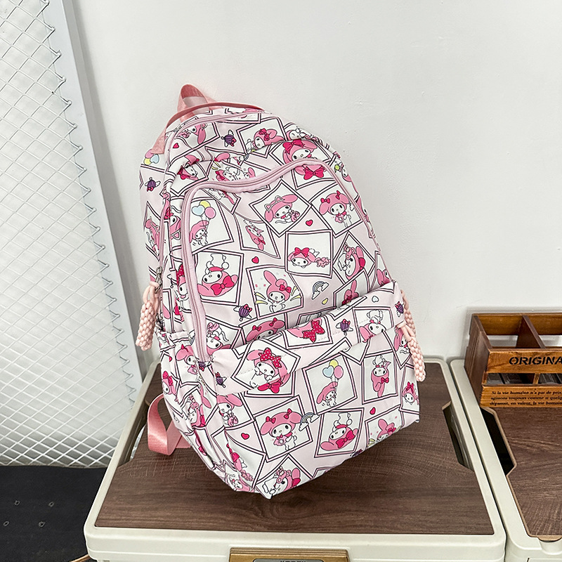 Ladies' cartoon casual large-capacity backpack, outdoor travel backpack for junior high school, senior high school and college students, graffiti backpack details Picture
