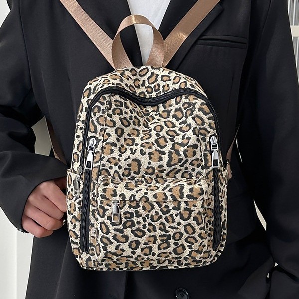 2025 Cross-border Backpack Trend Leopard Print Travel Backpack, Retro mini Spring New Commuter Hot Girl Student bag Specification drawing