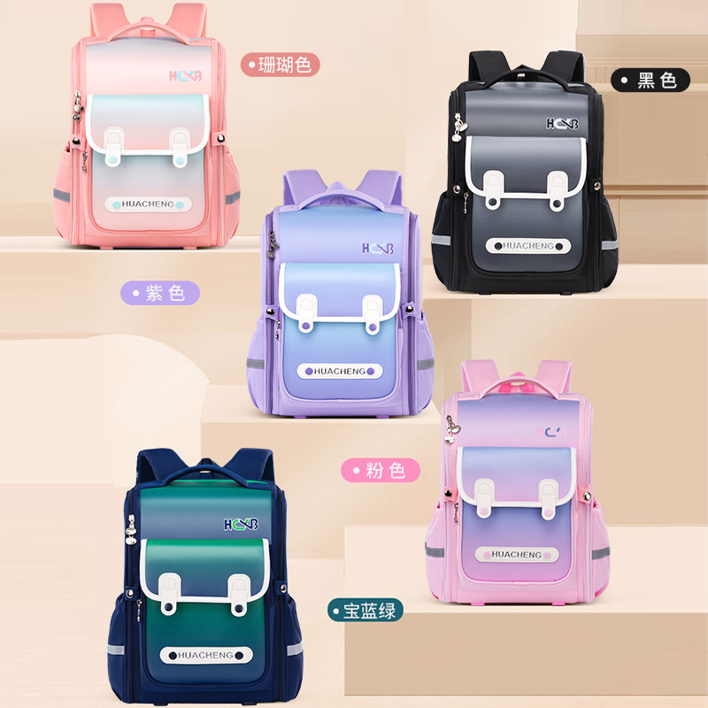 New British-style schoolbag for children, large-capacity backpack for boys and girls in grades 1-6, reducing burden and protecting the spine full figure