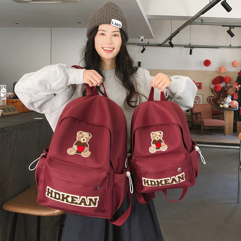 Korean-style travel bear backpack, American-style new casual large-capacity versatile backpack, cute and fashionable student schoolbag details Picture