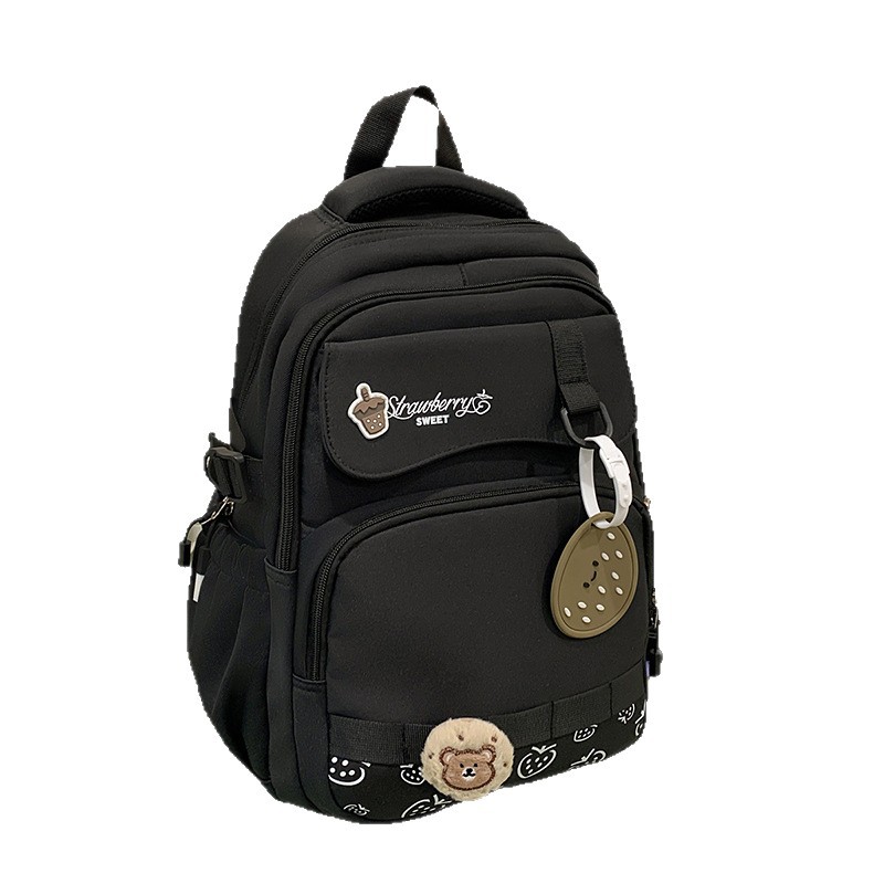 The new summer milk tea college style schoolbag has a high appearance level and contrasting colors. It is a multi-layered backpack for primary and secondary school students in grades three and six Item Picture