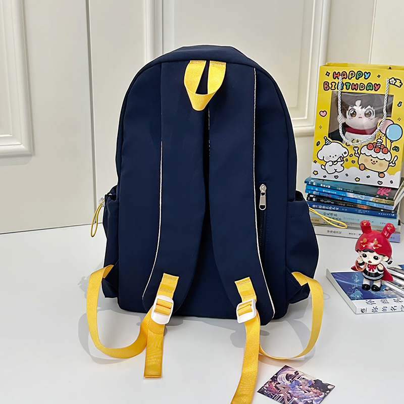 Korean-style simple solid-color letter student computer backpack, lightweight and large-capacity travel backpack, versatile and casual backpack Specification drawing