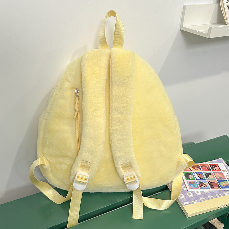 Fluffy backpack, small schoolbag, cute cartoon, large capacity, high appearance level, cute and funny backpack for autumn and winter girls Specification drawing