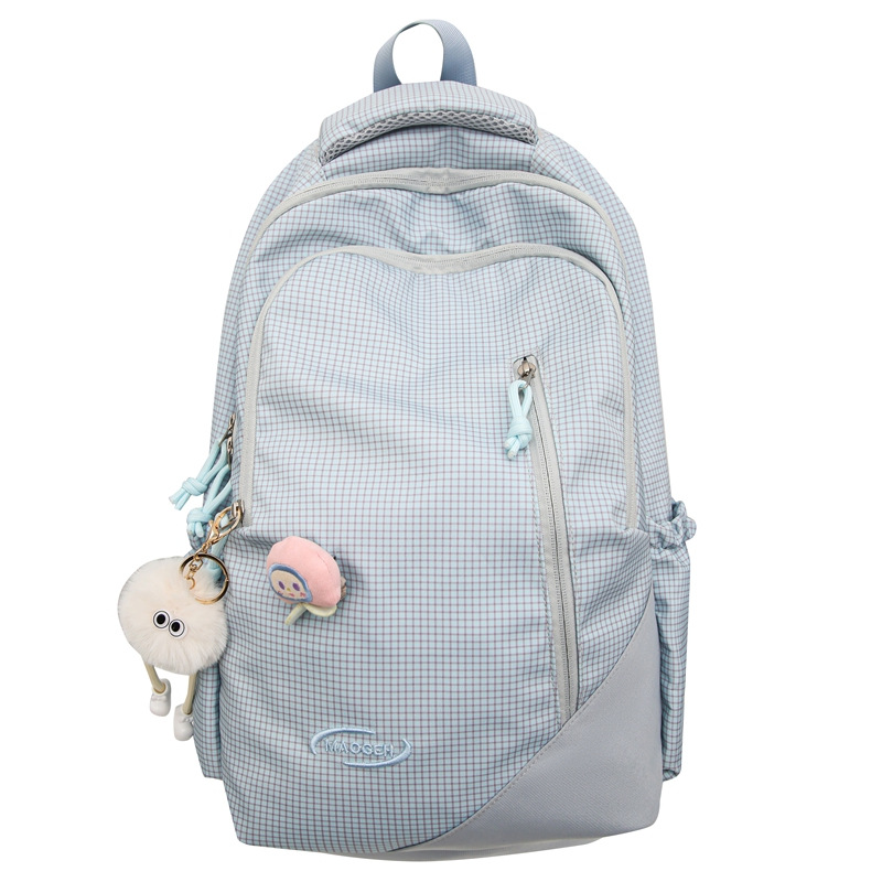 Japanese-style InS-style fresh and clean checkered schoolbag, soft and cute backpack for girls, college students' casual and versatile backpack Item Picture