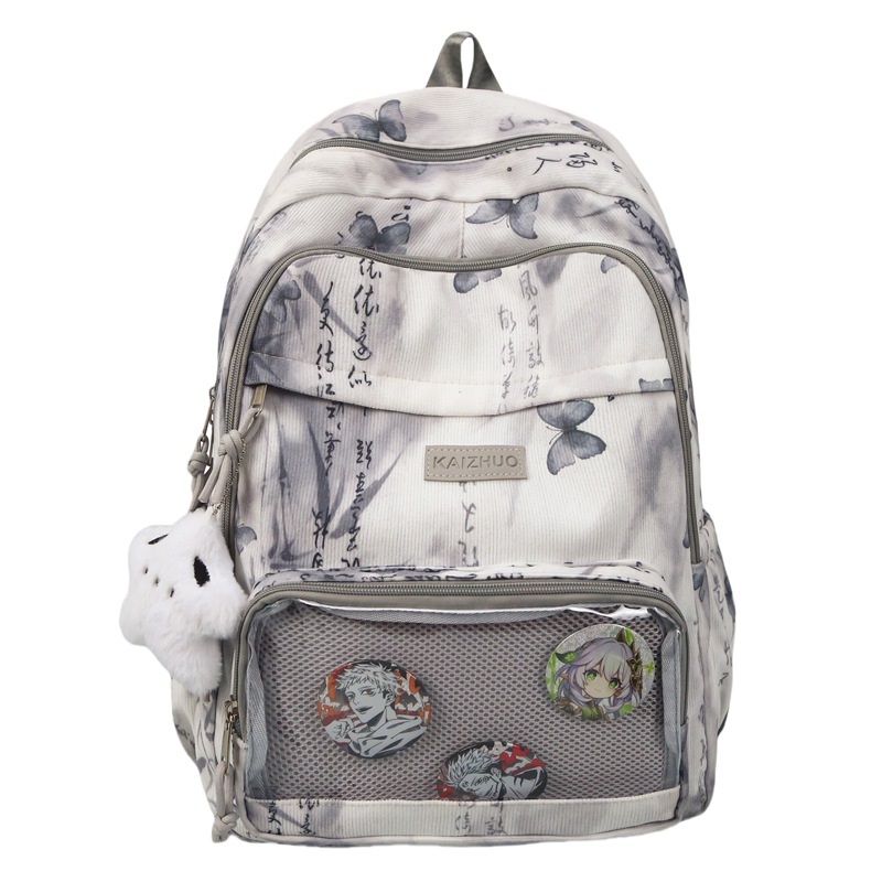 New Chinese-style tie-dye traditional Chinese style niche design schoolbag for junior and senior high school students, large-capacity transparent pain bag, versatile casual backpack Item Picture