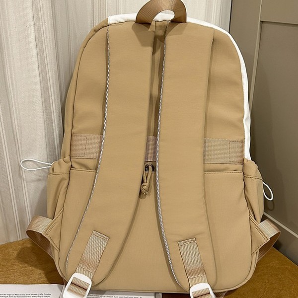 A new Japanese Instagram backpack with a high level of appearance, fresh and sweet, featuring color-blocking and splicing for women. It is lightweight and has a large capacity for spring outings Specification drawing