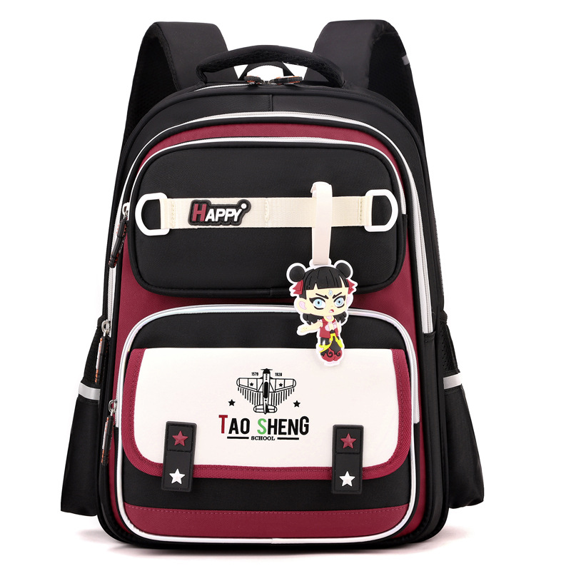 The new schoolbag is a lightweight, color-blocking, back-protecting, large-capacity backpack for girls and children in grades 3, 4, 6 and 6 Item Picture