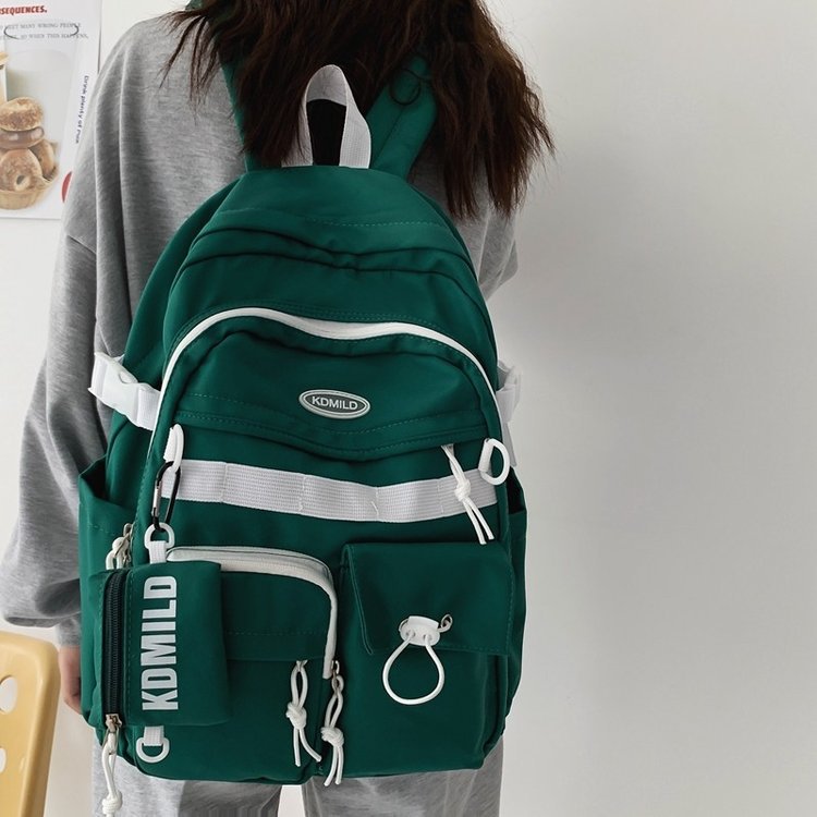Japanese-style ins college student casual travel backpack with large capacity and Korean-style retro middle school student backpack full figure
