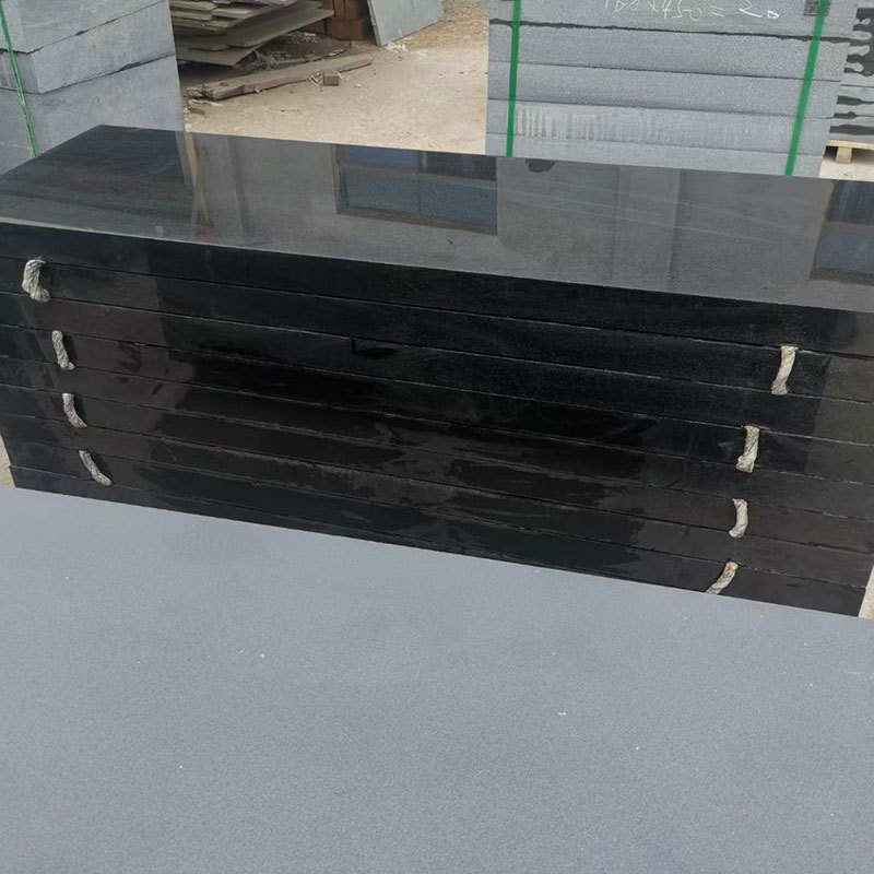 Wholesale Chinese black water feature tombstone stone, smooth flamed plate, horseshoe stone, granite floor paving stone, Mongolian black manufacturer details Picture