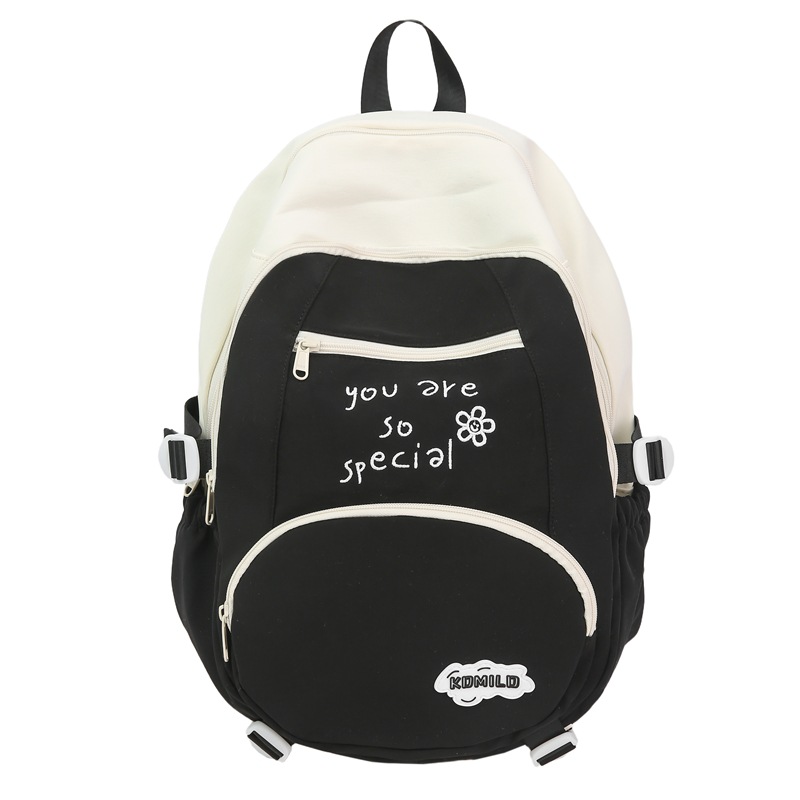 A new Korean-style Instagram backpack with a high level of appearance, fresh and sweet candy color, and a color-blocking double-shoulder bag for junior and senior high school students Item Picture