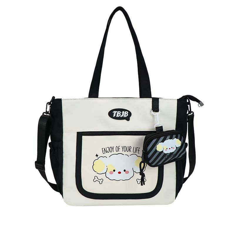 Japanese-style InS-style schoolgirl tutorial bag, fresh and simple single-shoulder crossbody bag, large-capacity student class tote bag Item Picture