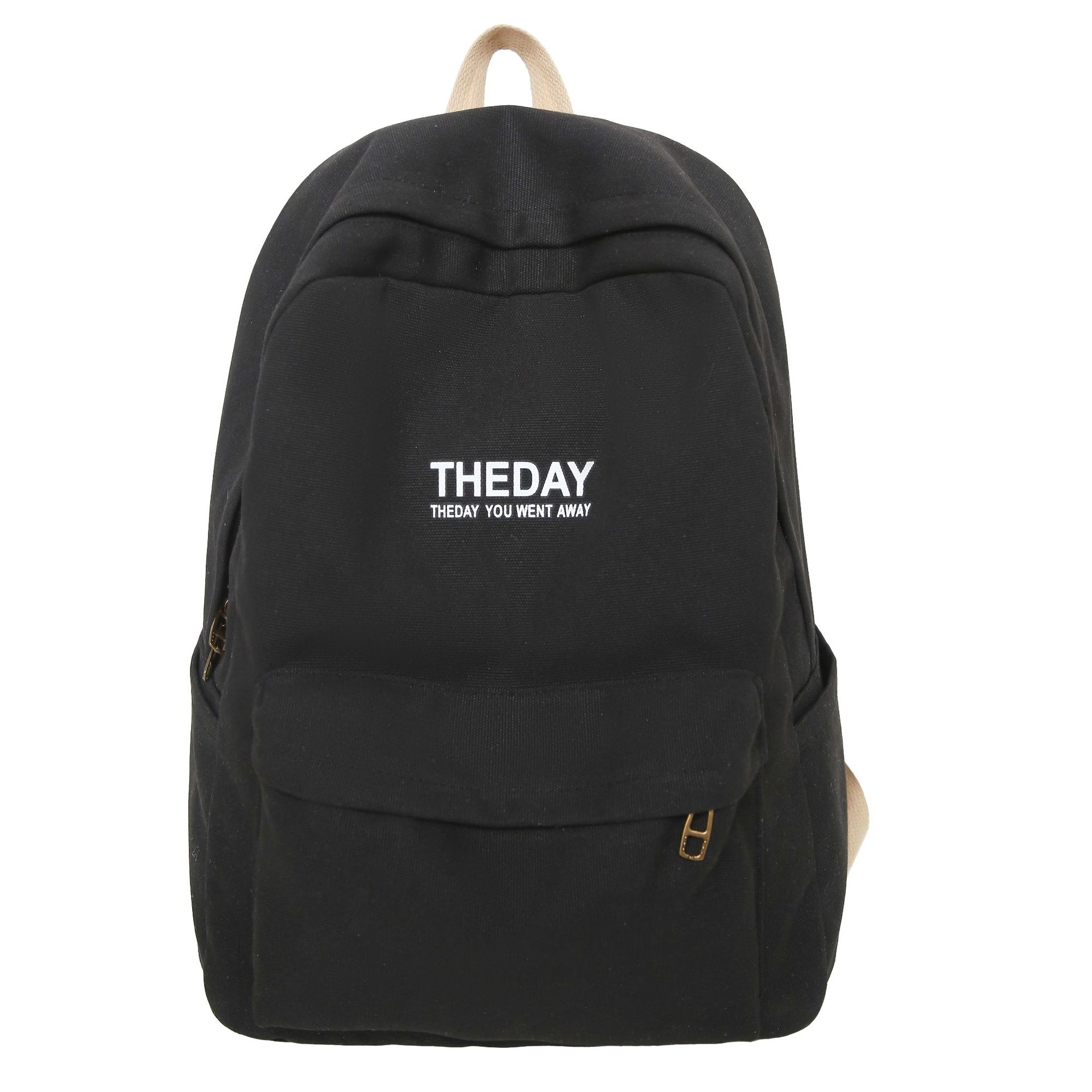 New InS-style retro canvas backpack, simple and versatile Japanese style, college student schoolbag, casual large-capacity backpack Item Picture