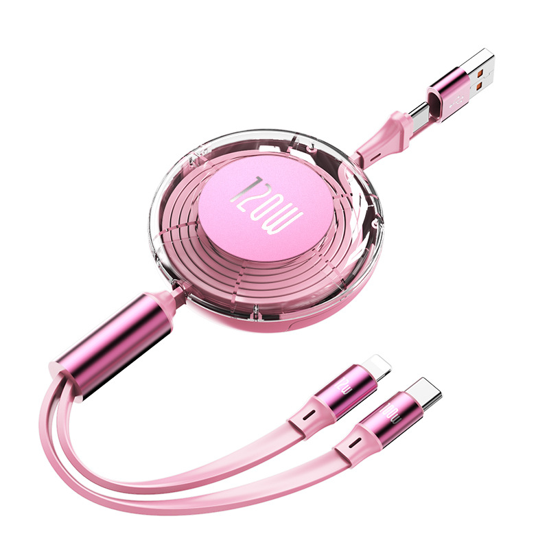 This 2-drag and 2-retractable PD fast charging cable is compatible with Huawei 66W and Apple 27w mobile phone data cables Item Picture