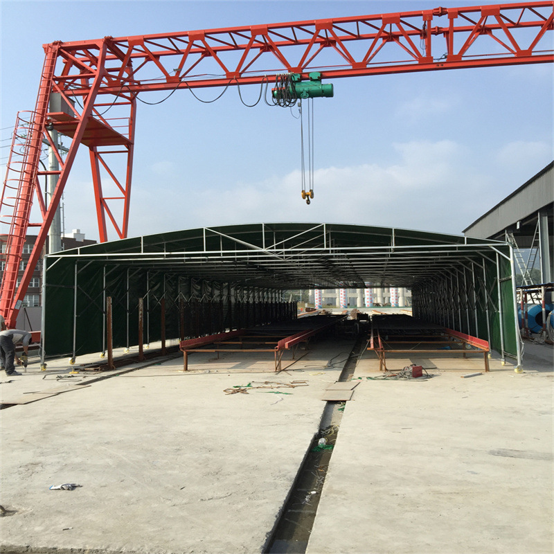 Outdoor sliding mobile awning, large warehouse sunshade tent, outdoor rain and sun protection mobile sunshade canopy manufacturer details Picture
