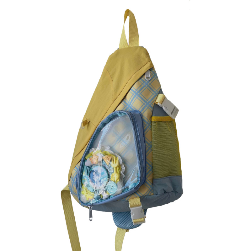 New cute transparent pain bag, large-capacity color-blocked chest bag, Japanese girl student single-shoulder bag, sweet crossbody bag Item Picture