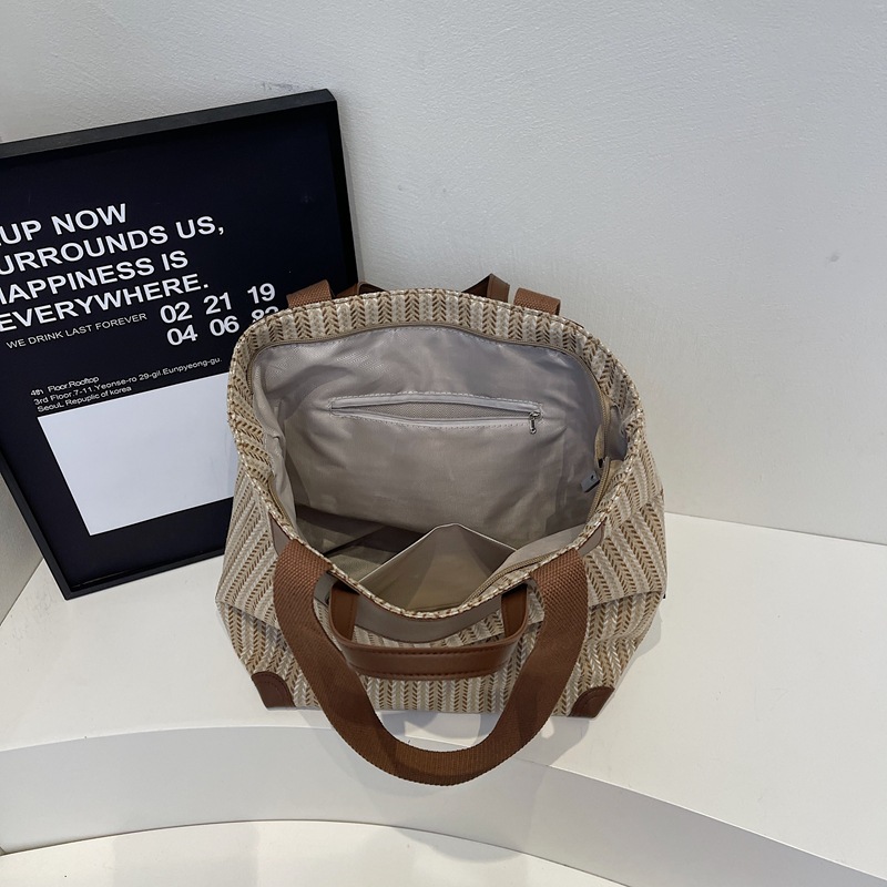2025 New commuter summer Fashion large-capacity casual tote bag, single-shoulder striped versatile women's underarm bag Specification drawing