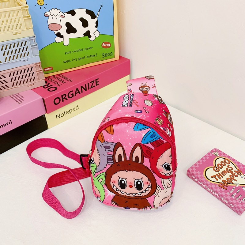 New children's chest bag, cute cartoon casual crossbody bag for boys and girls, coin purse, trendy single-shoulder backpack for babies Specification drawing