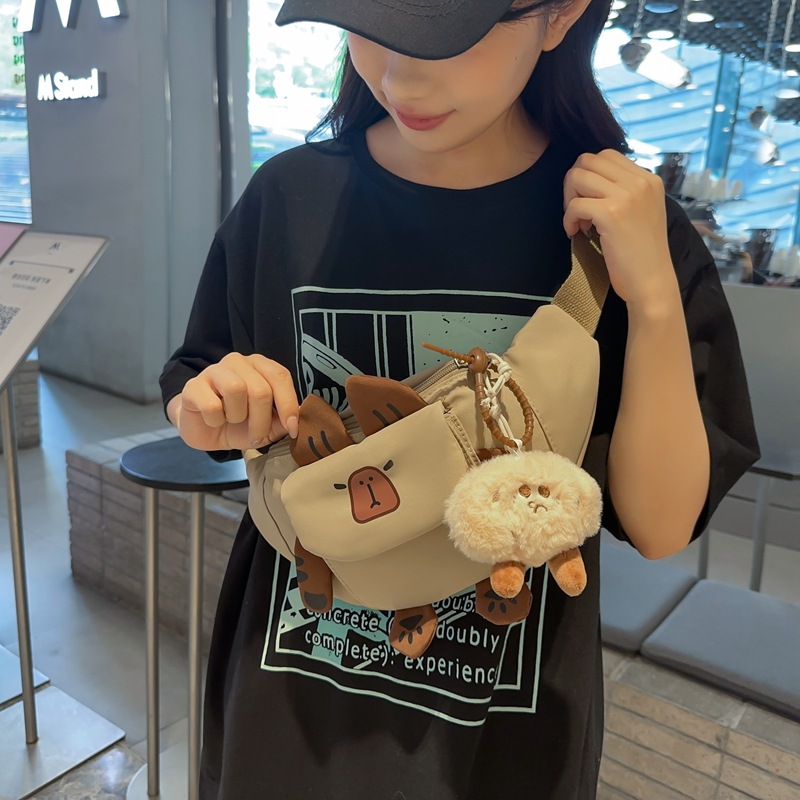 Cute and ugly cartoon children's crossbody bag, versatile summer niche waist bag, Instags-style chest bag for girls full figure