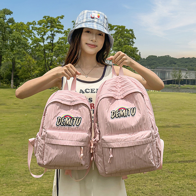 A new high-quality, fresh and sweet dopamine candy-colored backpack from Korean Instagram, a lightweight backpack for junior and senior high school students details Picture