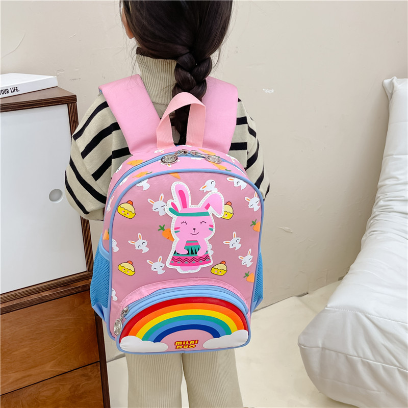 New 2024 cartoon rainbow schoolbag for children aged 3 to 6, kindergarten schoolbag for girls, cute wholesale full figure