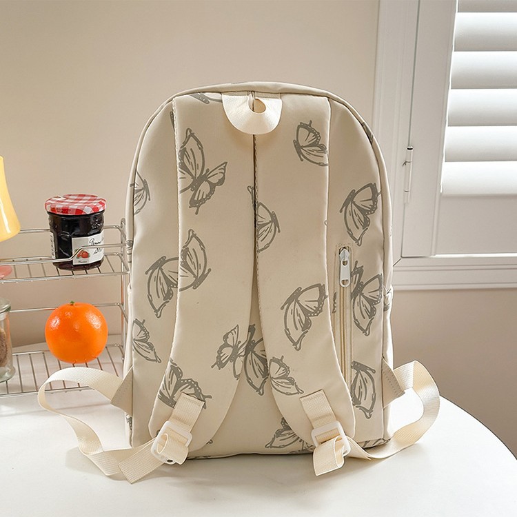 Japanese-style InS-style butterfly print design double backpack for traveling, lightweight single-shoulder bag, large capacity and versatile schoolbag Specification drawing