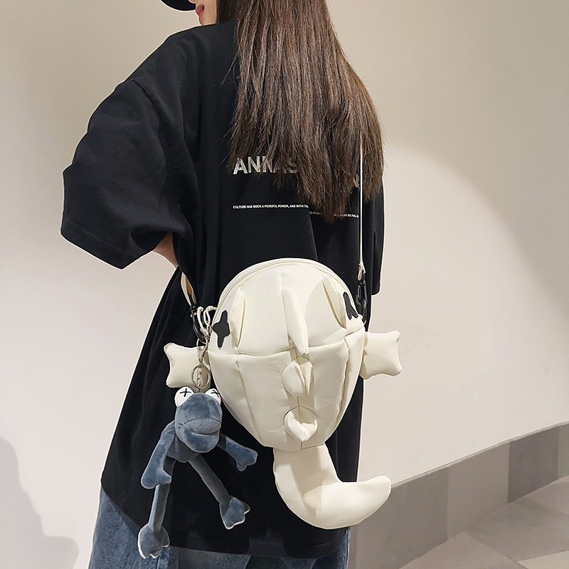 A quirky and unique small shoulder bag from Korean Instagram, a cool and cute shark casual and simple crossbody bag for students details Picture