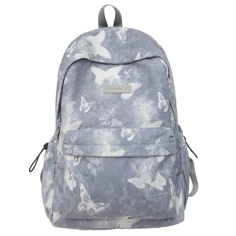 New corduroy backpack for women, Korean style Instagram cute girl travel backpack, high appearance level tie-dyed student backpack Item Picture