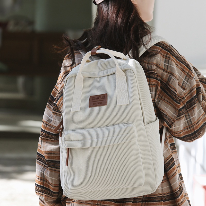 A new minimalist backpack for foreign trade, a Korean-style ins solid color, artistic style, and a lightweight backpack for college students' commuting to class details Picture