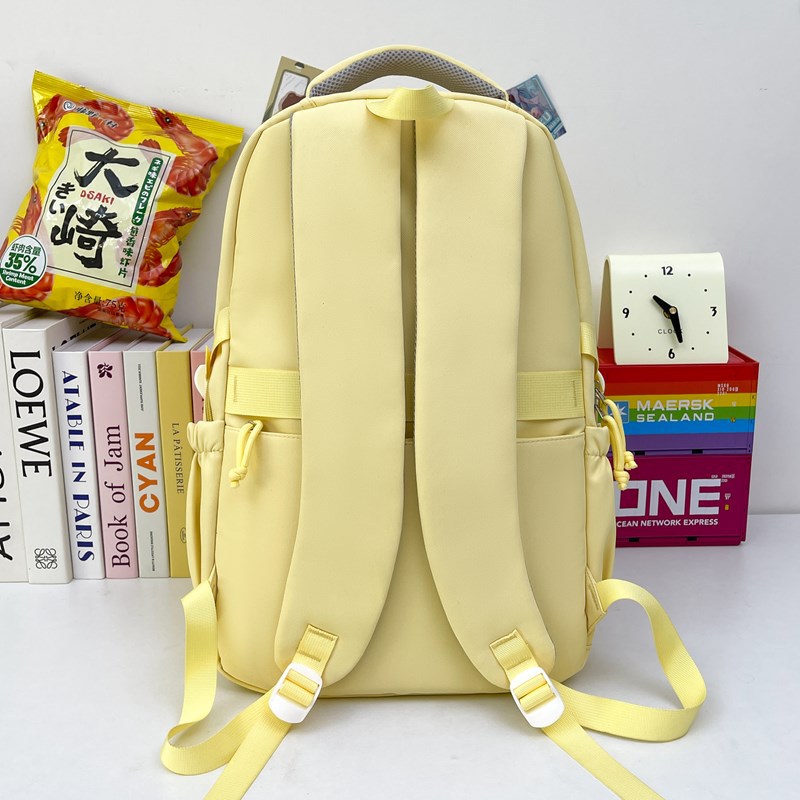 Simple Japanese-style solid-color casual college student schoolbag, lightweight and versatile backpack for Instagram girls, multi-compartment backpack Specification drawing