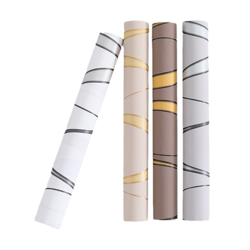Modern and simple 3D silver-gray striped non-woven fabric wallpaper for living room, TV background and bedroom Item Picture