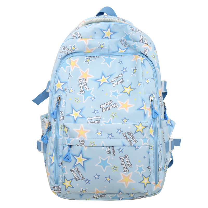 A Japanese-style inS-style schoolbag for a female junior high school student with a high level of appearance, a star-shaped backpack, and a cute graffiti backpack for primary school students Item Picture