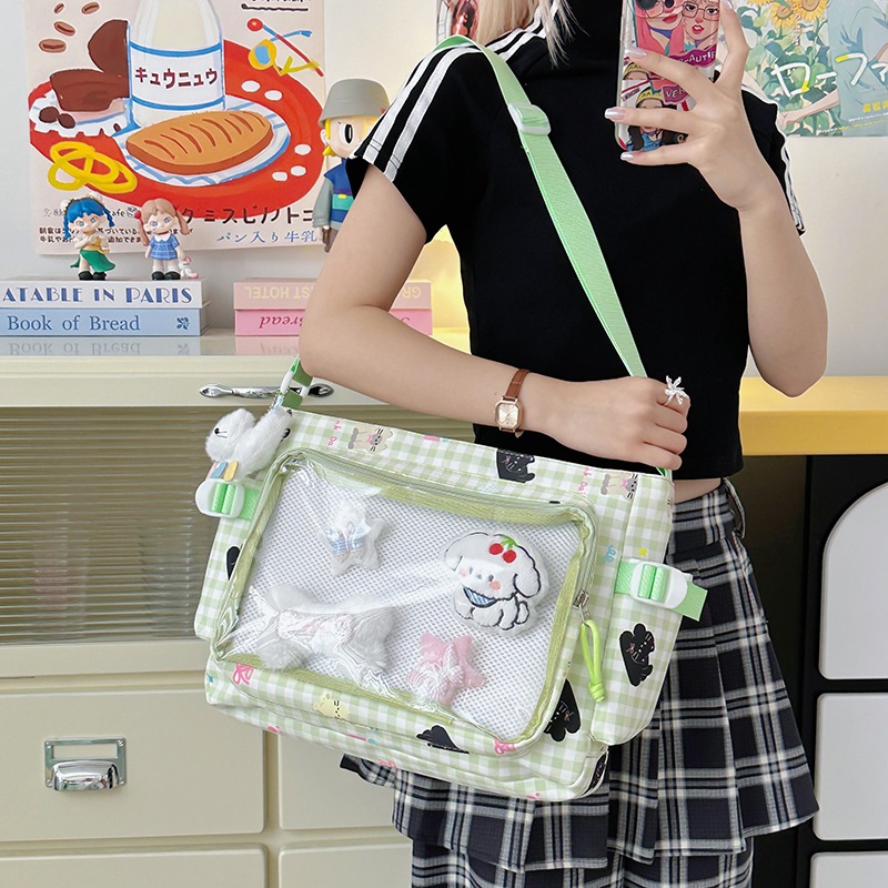 A new Japanese-style InS-style, fresh and sweet, transparent, and casual, lightweight crossbody bag for middle school students details Picture