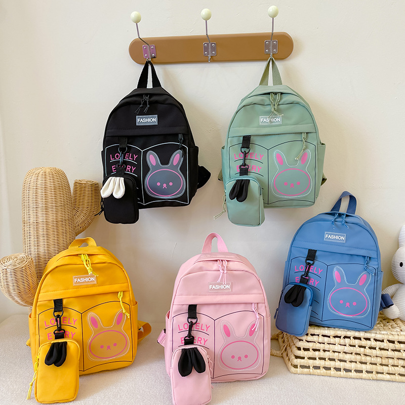 Schoolbag, kindergarten Korean cartoon cute little rabbit, large-capacity nylon waterproof children's backpack, travel backpack trend full figure