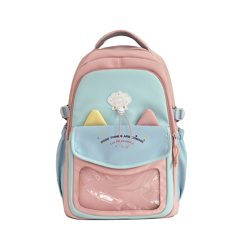 Cat-eared high school girl, large-capacity, lightweight backpack for 3-6 grade primary school girls, 2025 new style, double-shoulder Item Picture