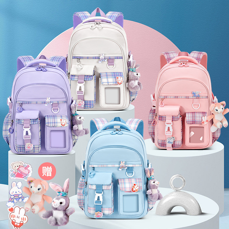 New cute, lightweight, waterproof, lightweight and spine-protecting children's backpack for girls in grades one to six, a backpack for little kids full figure