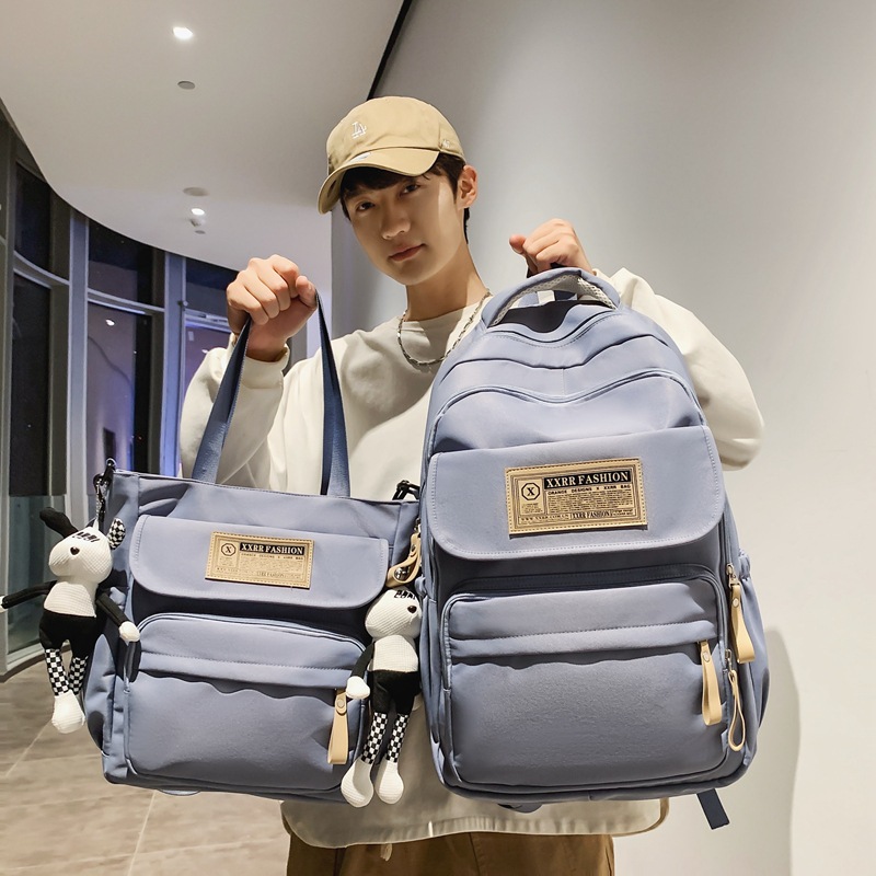 New two-piece schoolbag set: A large-capacity backpack for girls, a simple and lightweight backpack for junior and senior high school students, and a supplementary bag for primary school students details Picture