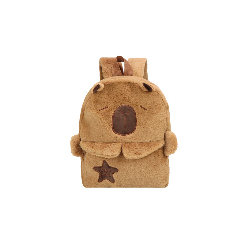 The new Capibara plush Capybara backpack for autumn and winter is cute and versatile. It's a furry bag for girls and cartoon students Item Picture