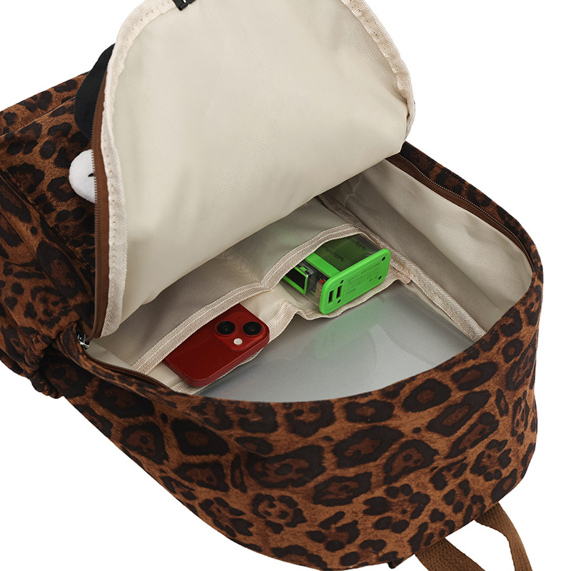 New casual commuting college style large-capacity backpack, leopard print cartoon travel single-shoulder bag, simple and versatile schoolbag Application Scenario