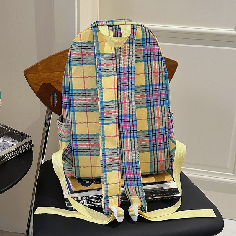 New retro college student Korean-style checkered schoolbag, versatile ins Japanese backpack, large-capacity dopamine backpack Specification drawing