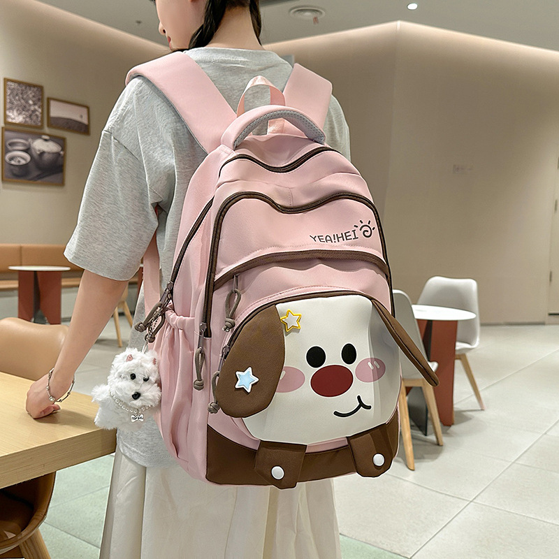 A new Japanese-style ins high-appearance-level, fresh and sweet, Harajuku style cute dog backpack for women, lightweight and large-capacity backpack full figure