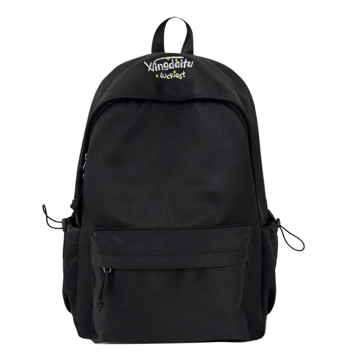 Simple letter forest-themed backpack, ins style, casual and versatile, commuting college student schoolbag, large-capacity solid color backpack Item Picture