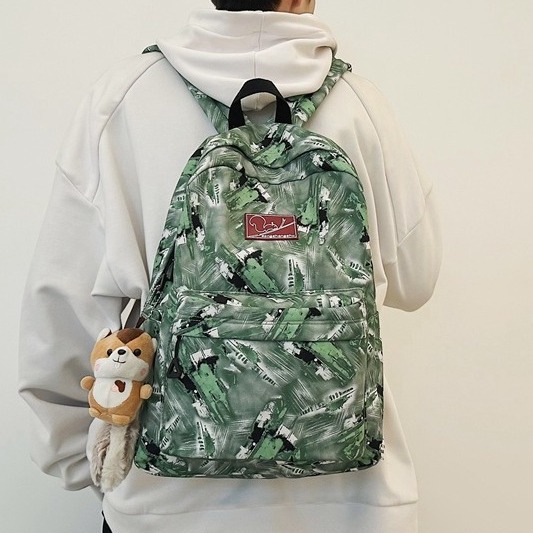 New trendy brand men's Instagram large-capacity Japanese-style printed graffiti, cool and personalized backpack for primary and secondary school students details Picture