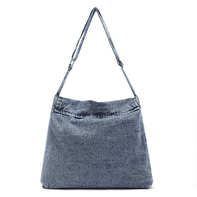 2025 New denim women's bag, large-capacity soft girl shopping tote bag, Korean version student class single-shoulder women's bag Specification drawing