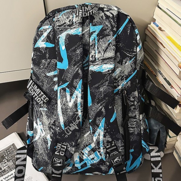 The new Korean version of Instagram, with a high level of appearance, personalized graffiti, trendy and cool backpacks, couple color contrast, lightweight and large-capacity backpacks Specification drawing