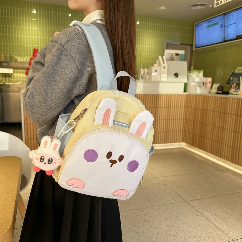 Cross-border kindergarten portable children's schoolbags for boys and girls, cute little rabbit backpacks for going out to play, anti-wandering schoolbags details Picture