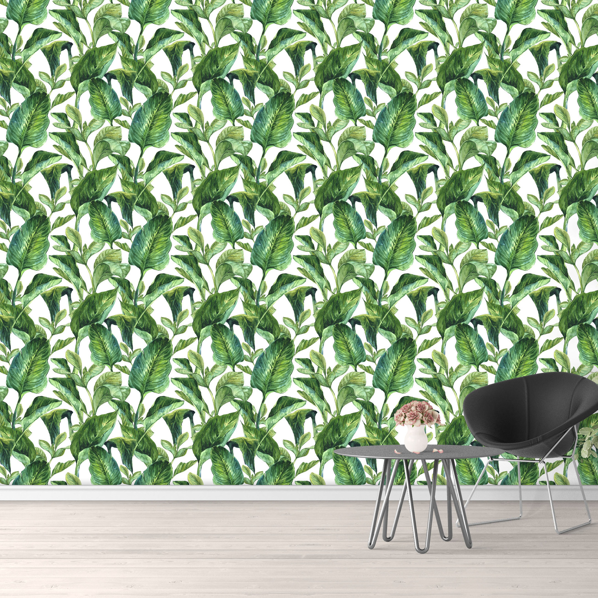 Hot-selling thick ink flower and green plant series seamless waterproof and stain-resistant wallpaper background wall renovation wallpaper RW081-100 details Picture