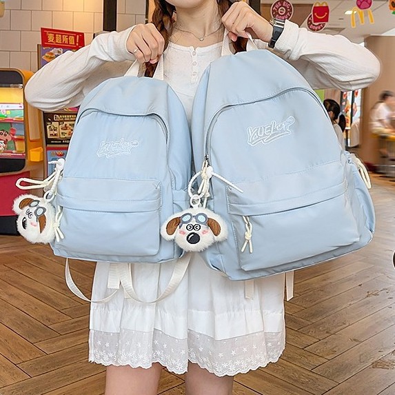 A new high-appearance-level Korean style ins high-appearance-level cream-colored fresh and sweet backpack, a lightweight backpack for junior and senior high school students details Picture